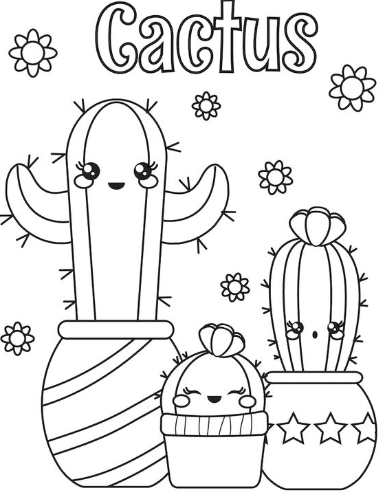 Cute Coloring Pages With Free and CUTE Cactus Coloring Page for Kids