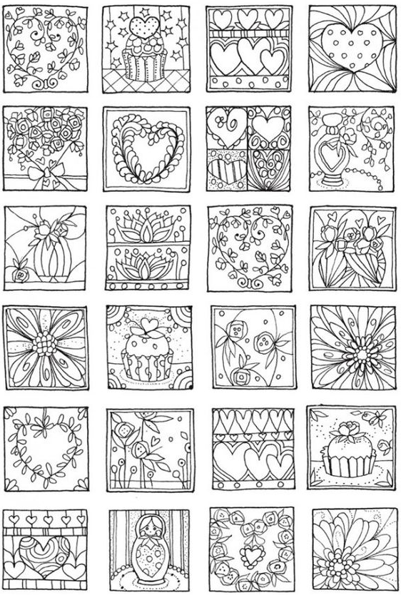 Dover Publications With Freebie Hearts Coloring Page