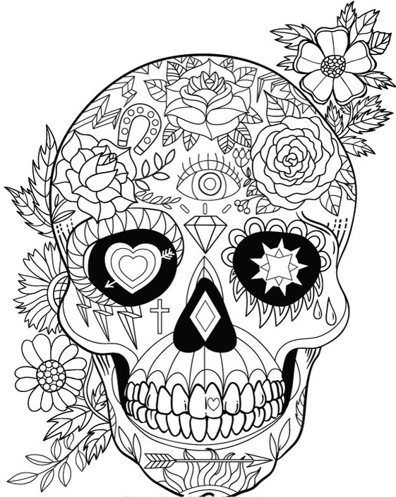 Free Adult Coloring Pages With Free sugar skull adult coloring page to download and print
