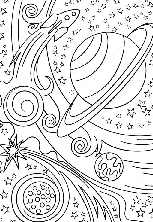 Free Printable Rocket And Planets Pdf Coloring