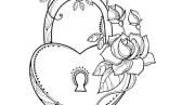 Heart Shaped Lock Coloring Page