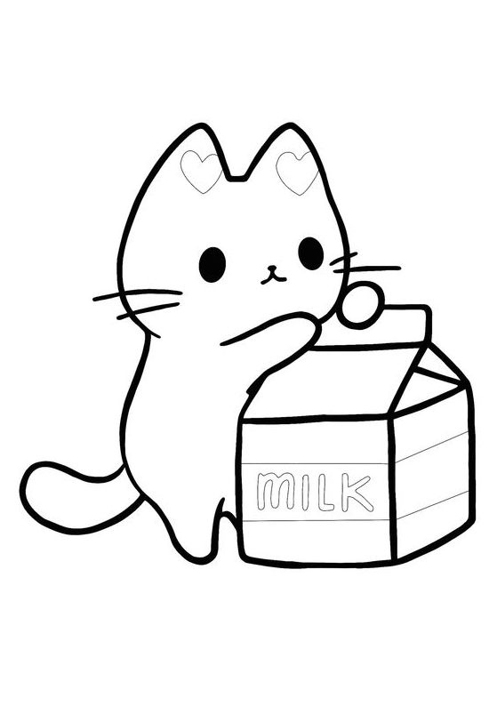 Kawaii Cat Coloring Pages