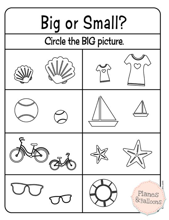 Preschool Printables With Big And Small Worksheets