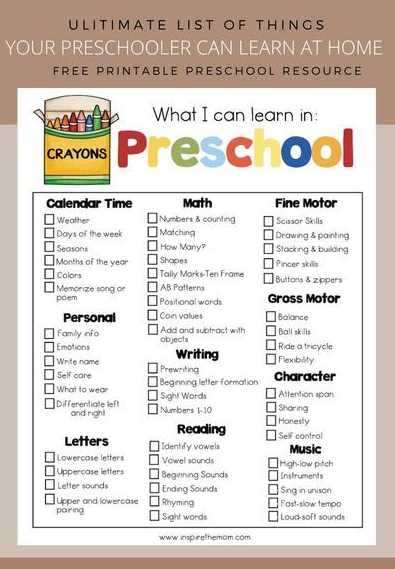 Preschool Printables With Things Your Preschooler Can Learn At