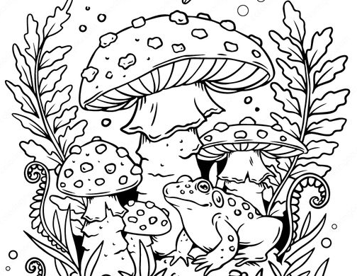 Printable Frog And Mushroom Coloring Pages