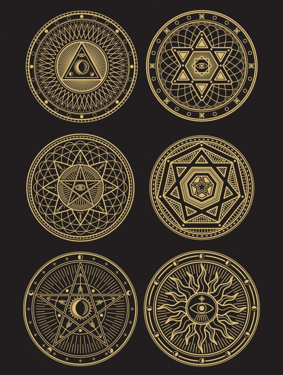Sacred Geometry With Download this Premium Vector about Golden occult, mystic, spiritual, esoteric symbols, and discover