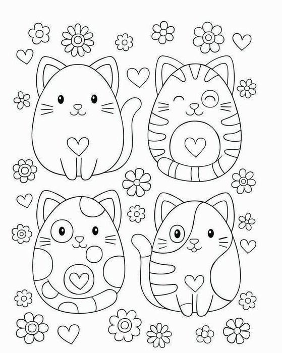 Coloring Pictures For Kids With Easy coloring pages, Cat coloring page