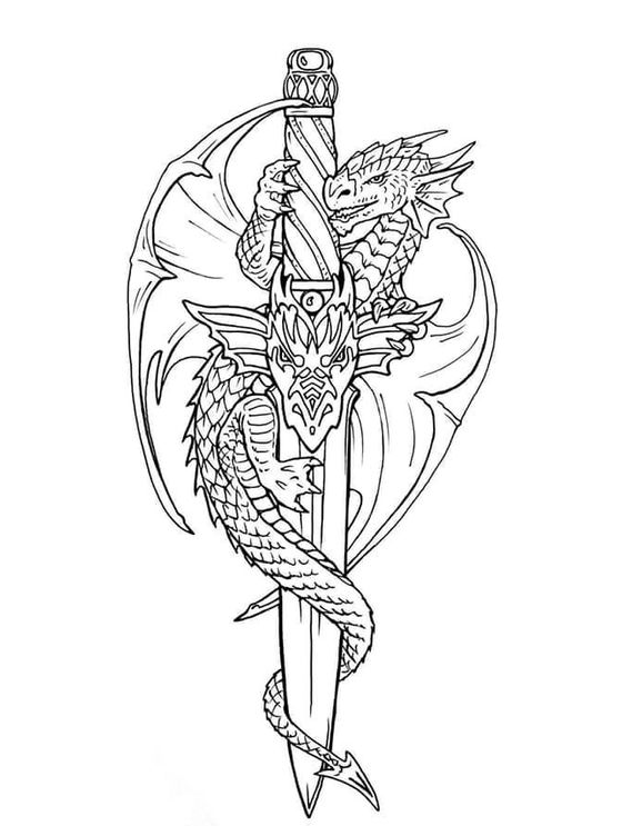 Dragon Coloring Page - Free Dragon Coloring Page dragon sword