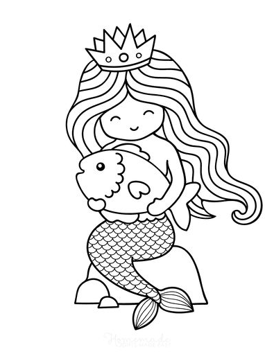 Kids Coloring  With Free Printable Mermaid Coloring