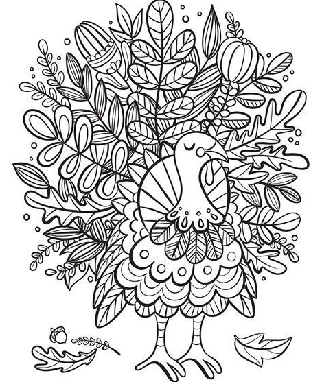 Thanksgiving Coloring Sheets Turkey Foliage Coloring Page