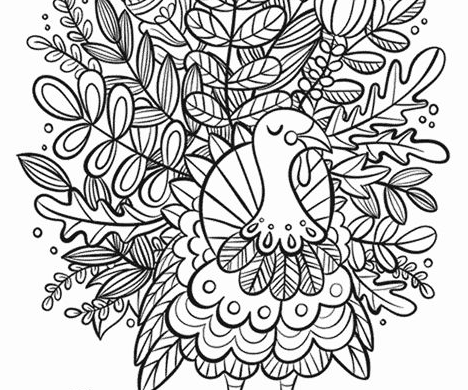 Turkey Coloring Pages Turkey Foliage Coloring Page