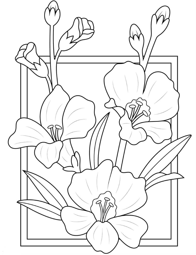 Spring Adult Coloring Pages - Elegant Spring Flower Coloring Page