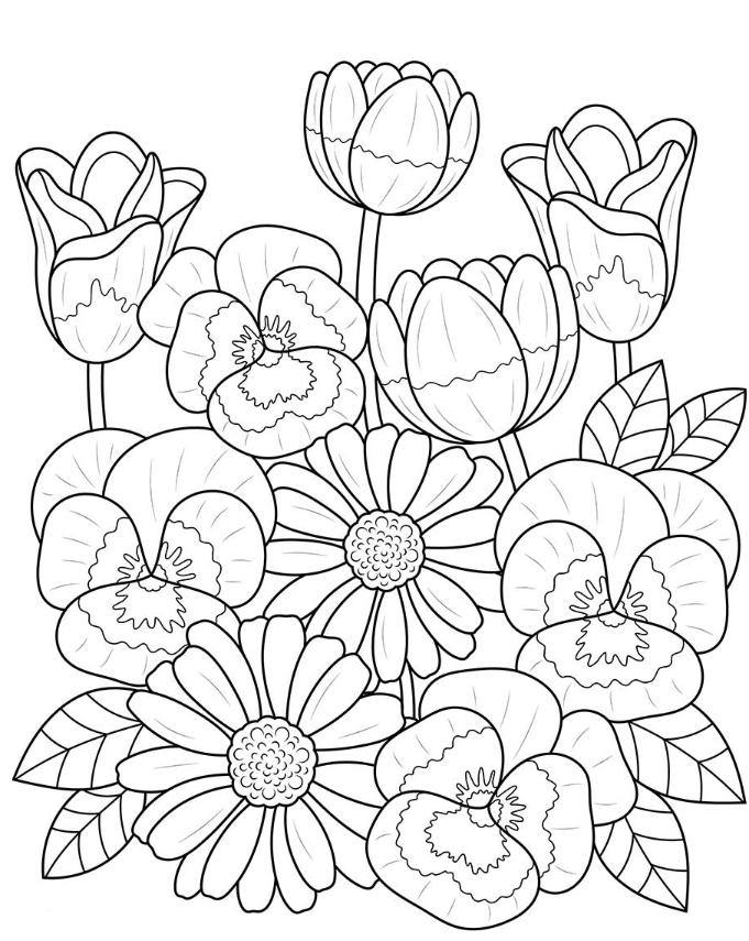 Spring Adult Coloring Pages   Flowers For Spring Coloring For