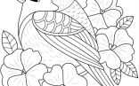 Spring Adult Coloring Pages   Spring Bird And Flowers Coloring For Teens