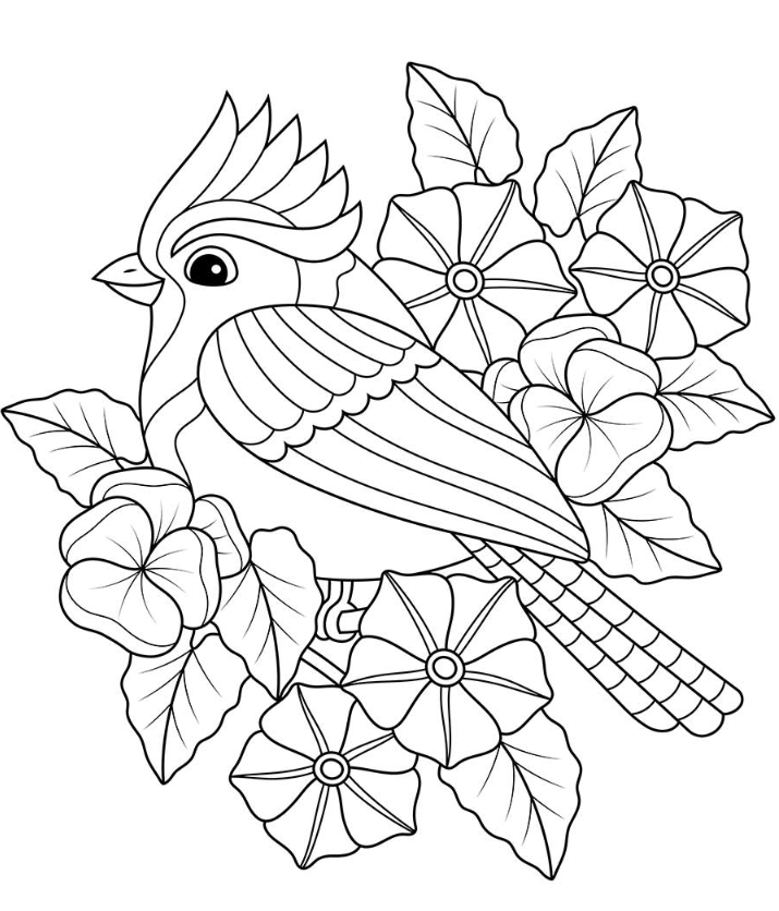 Spring Adult Coloring Pages - pring Blue Jay Easy Adult Coloring Page