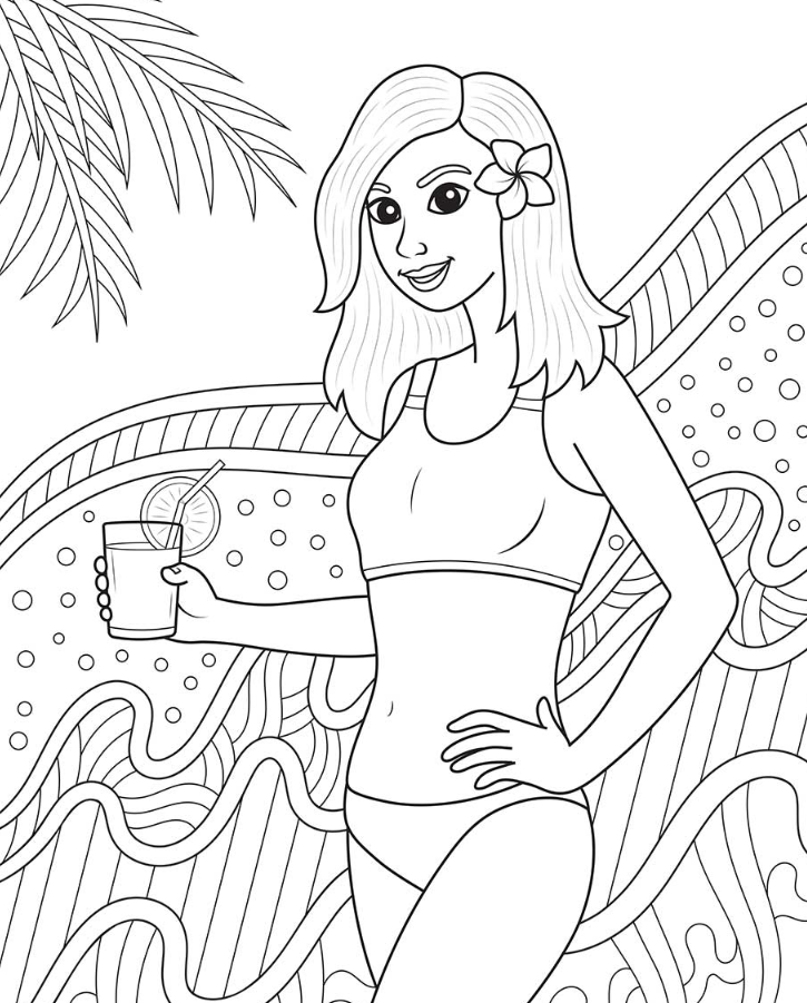 Summer Adult Coloring Pages   Teen Girl Coloring Printable