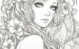 Adult Coloring Pages   Cute Forest Fairy Girls Fantasy Anime Coloring Page