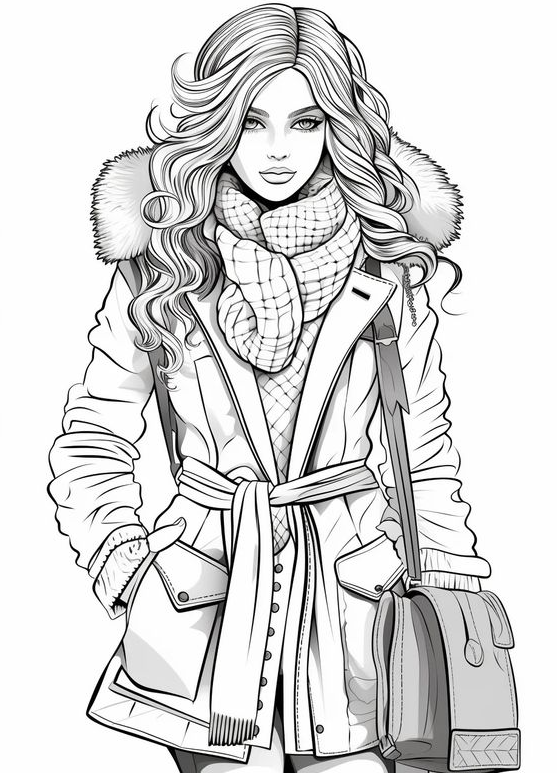 Adult Coloring Pages   Free Coloring Page Of Beautiful Fashion Models For Adults &