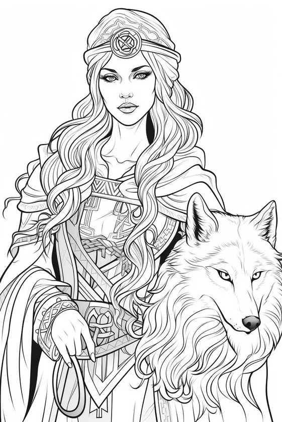 Adult Coloring Pages   Free Download Colouring Page Coloring Book Female Wolf Warrior
