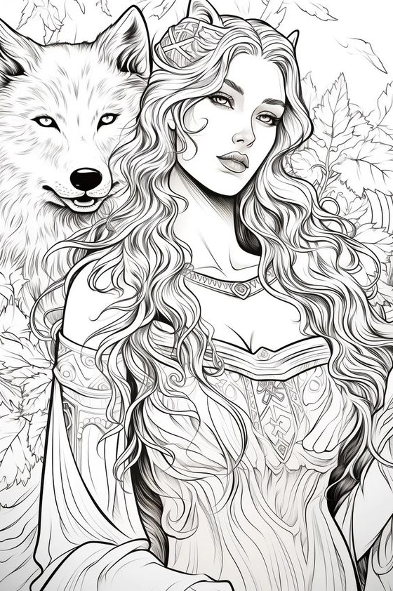 Adult Coloring Pages   Free Download Colouring Page Coloring Book Female Wolf