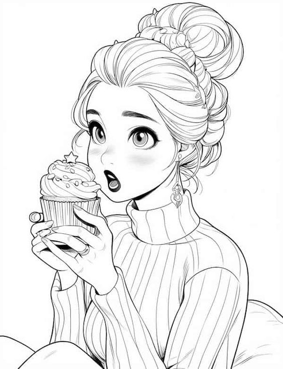 Adult Coloring Pages   Irresistible Cupcake Coloring Pages For Kids And