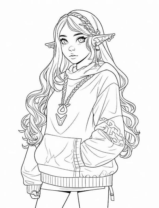 Adult Coloring Pages   Stunning Elf Coloring Pages For Kids And