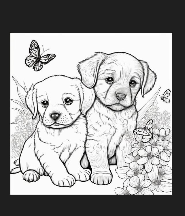 Coloring Book Art - Children's Animal Digital Art Coloring Pages for Kids and