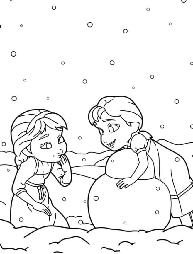 Elsa Coloring Pages - Elsa And Anna Young Coloring Page