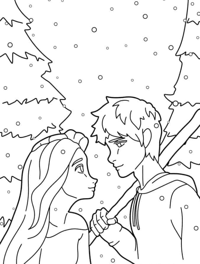 Elsa Coloring Pages - Elsa And Jack Frost Coloring Page