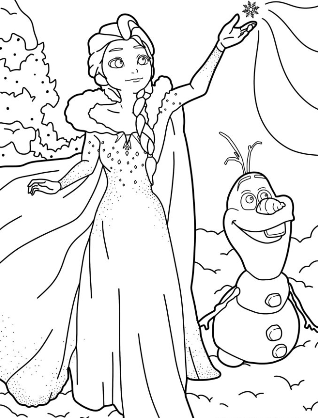 Elsa Coloring Pages - Elsa And Olaf From Frozen Coloring Page