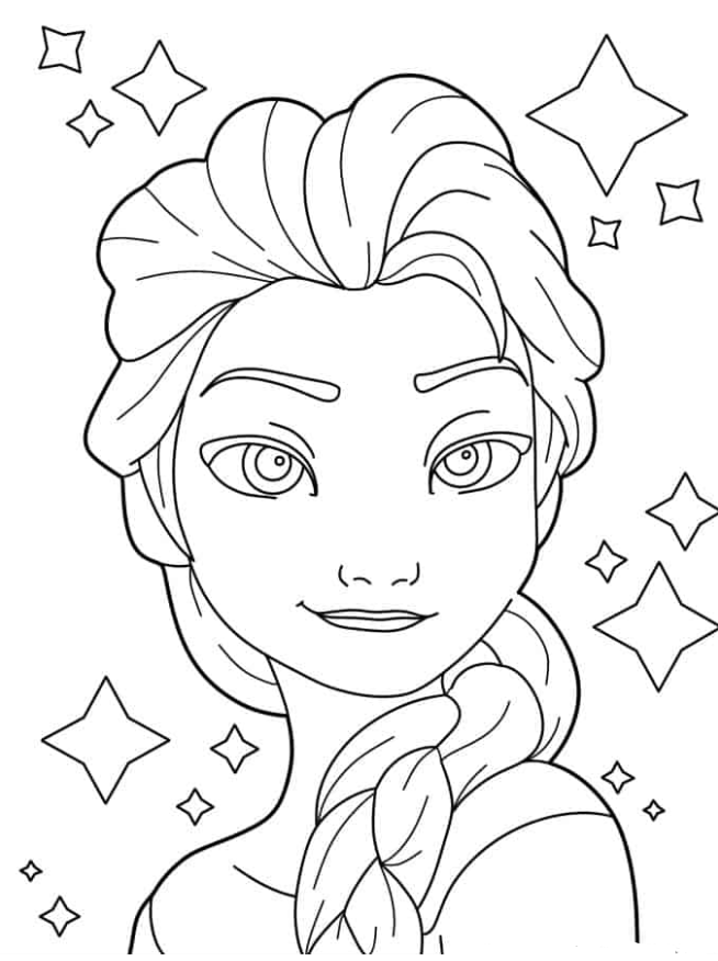 Elsa Coloring Pages - Elsa Hair Coloring Page For Kids