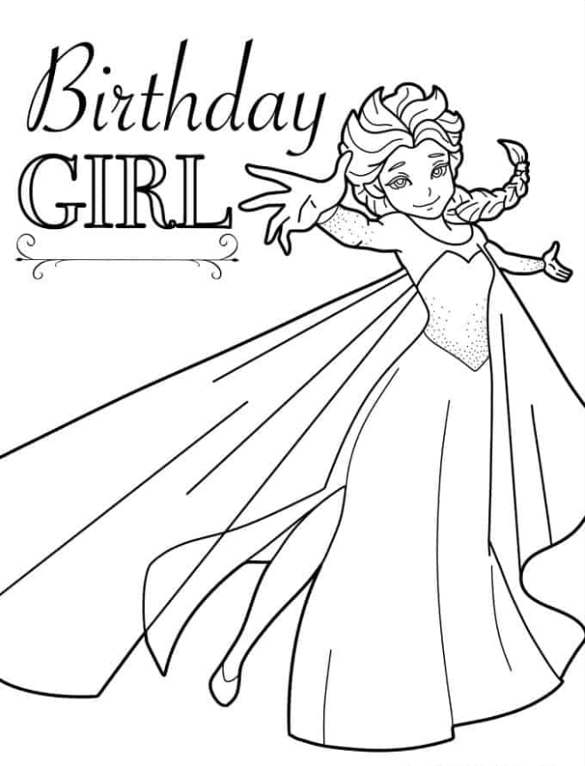 Elsa Coloring Pages - Elsa Happy Birthday Coloring Page For Girls