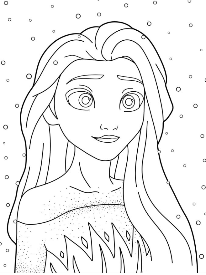 Elsa Coloring Pages - Elsa Smiling While Snowing To Color