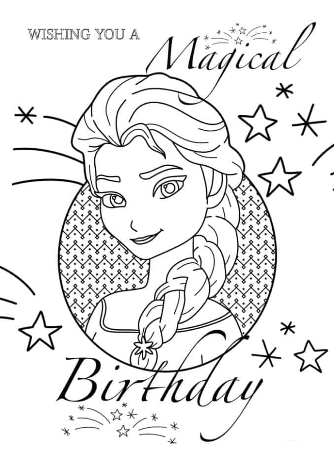 Elsa Coloring Pages - Happy Birthday Elsa Coloring Sheet