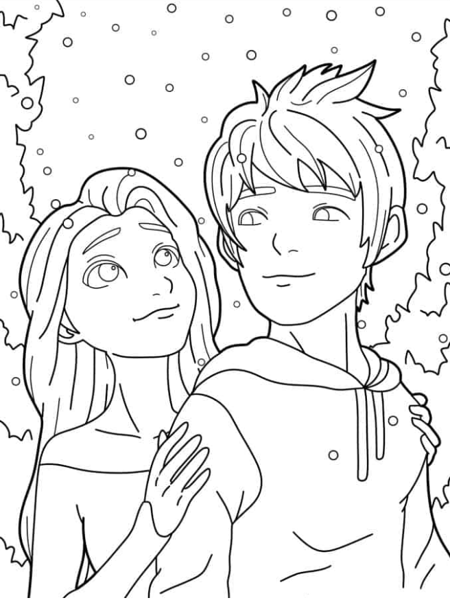 Elsa Coloring Pages - Jack Fost And Elsa From Frozen Coloring In