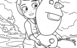 Elsa Coloring Pages   Young Elsa And Olaf In The Snow