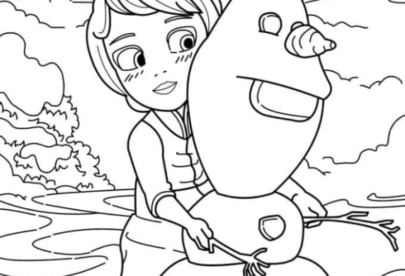 Elsa Coloring Pages   Young Elsa And Olaf In The Snow