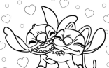 Lilo & Stitch Coloring Pages   Stitch Hugging Angel (Experiment 624) Coloring Page