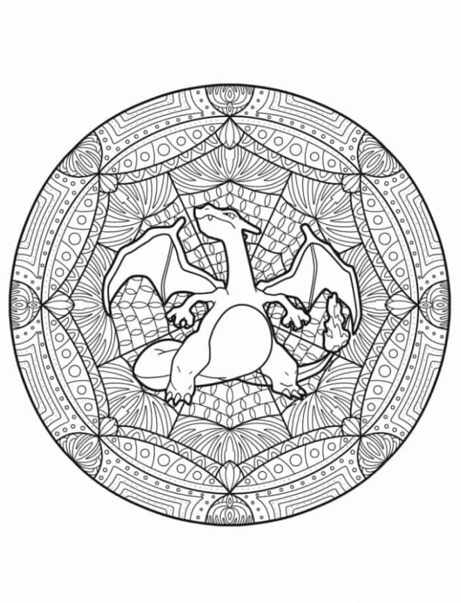Pokemon Coloring Pages - Coloring Page of Charizard Mandala