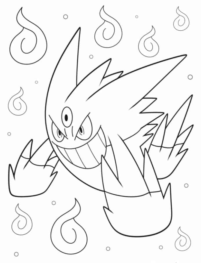 Pokemon Coloring Pages - Easy Mega Gengar Pokemon To Color