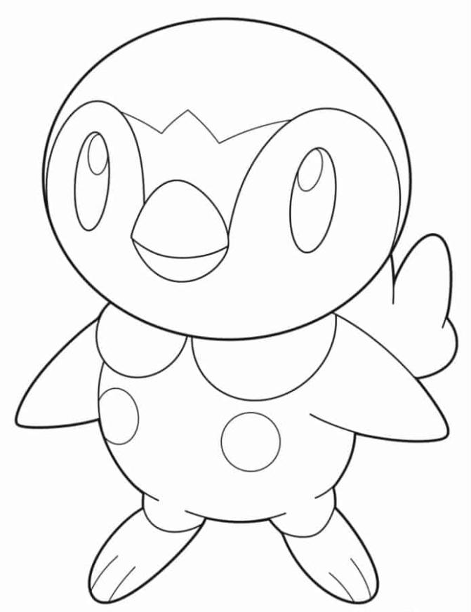 Pokemon Coloring Pages - Piplup Coloring In For Preschoolers