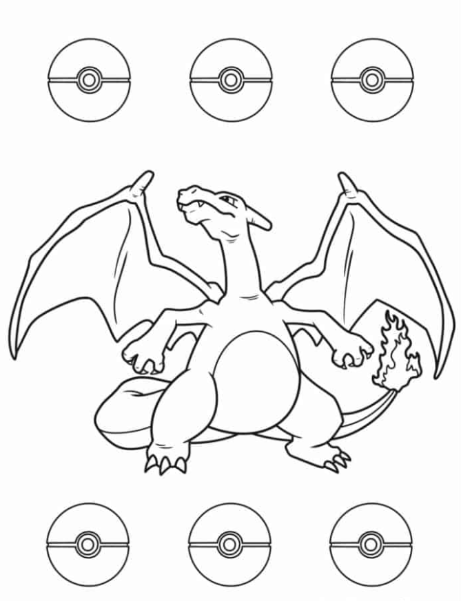 Pokemon Coloring Pages - Simple Charizard Pokemon To Color
