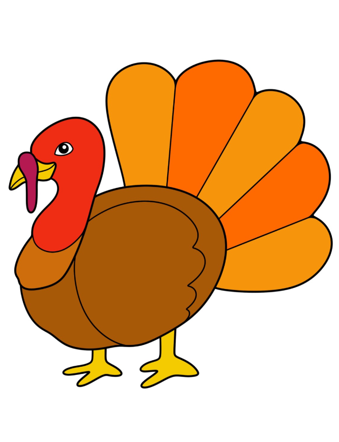 Turkey Templates - Full Page Colored Traditional Turkey Template