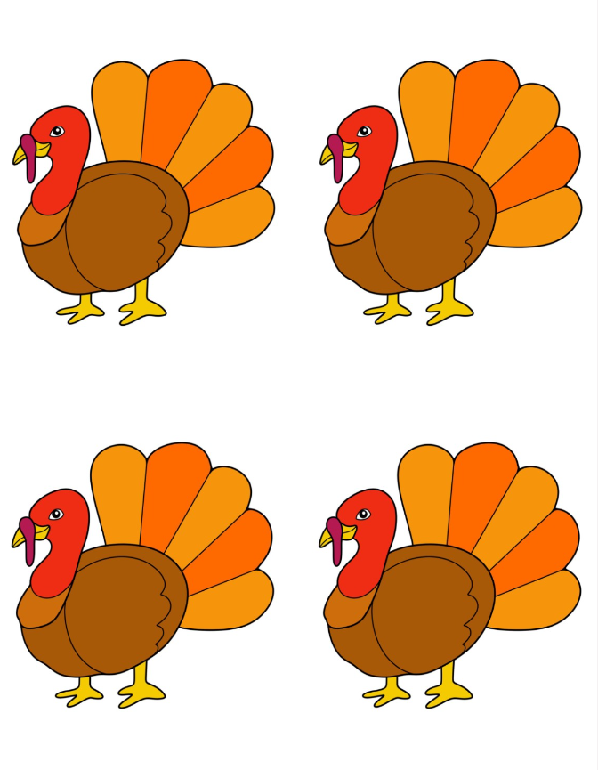 Turkey Templates - Medium Colored Traditional Turkey Template