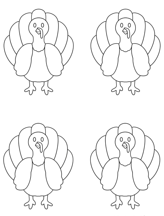 Turkey Templates - Medium Cute Turkey Template