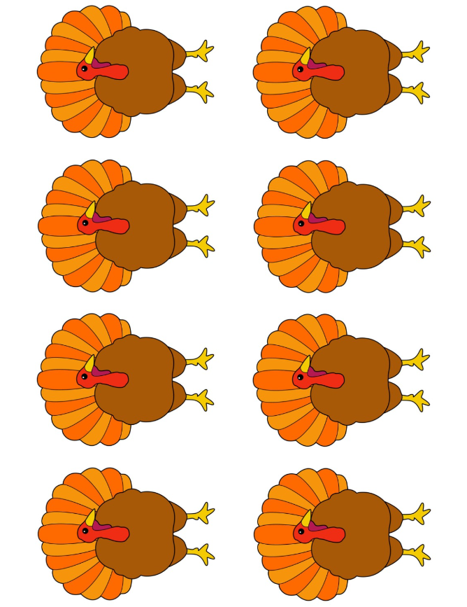 Turkey Templates - Small Colored Realistic Turkey Template