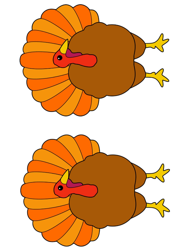 Turkey Templates - Two Half Page Colored Realistic Turkey Template