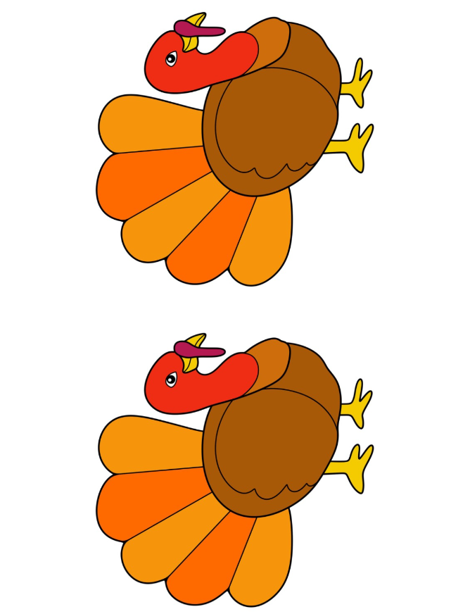Turkey Templates - Two Half Page Colored Traditional Turkey Template
