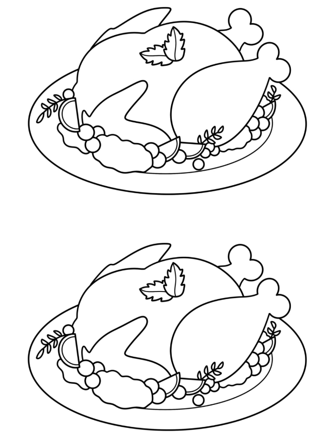 Turkey Templates - Two Half Page Roasted Thanksgiving Turkey Template