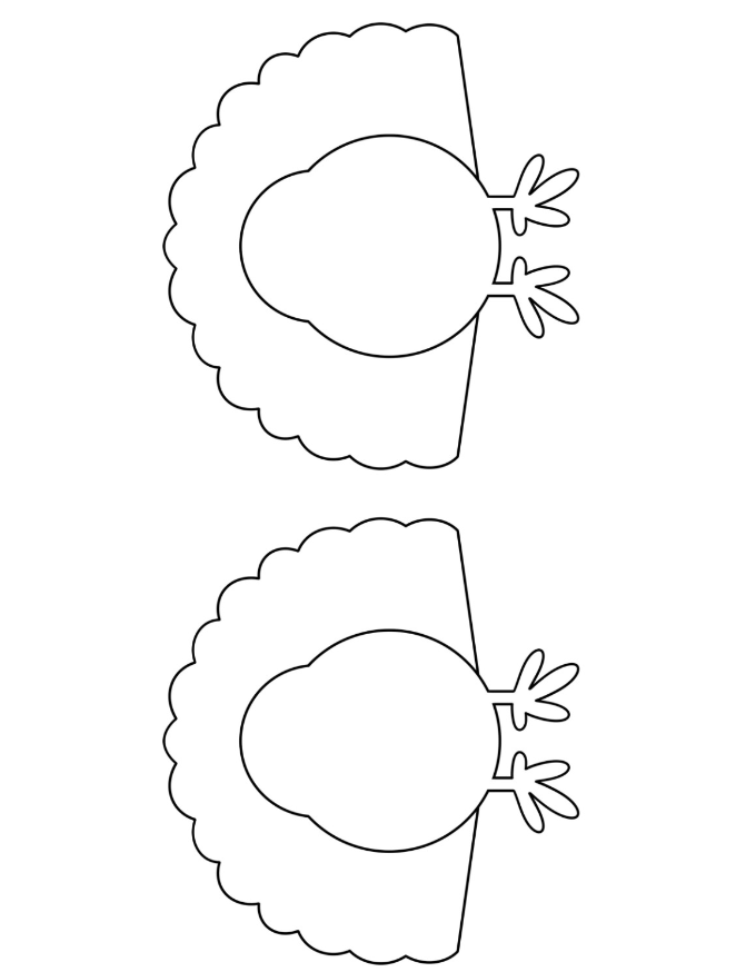 Turkey Templates - Two Half Page Simple Turkey Template For Preschoolers